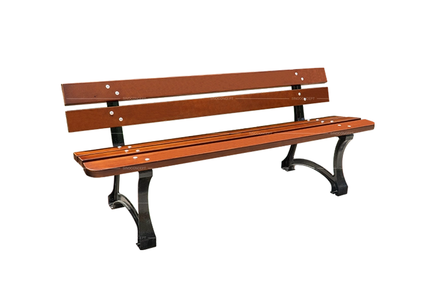 Outdoor benches and seating bench kit with wooden slats and cast iron legs
