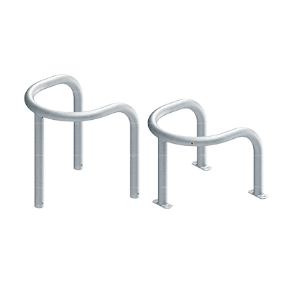 Pole and column protector in hot-dip galvanised steel with embedded and surface-mounted versions