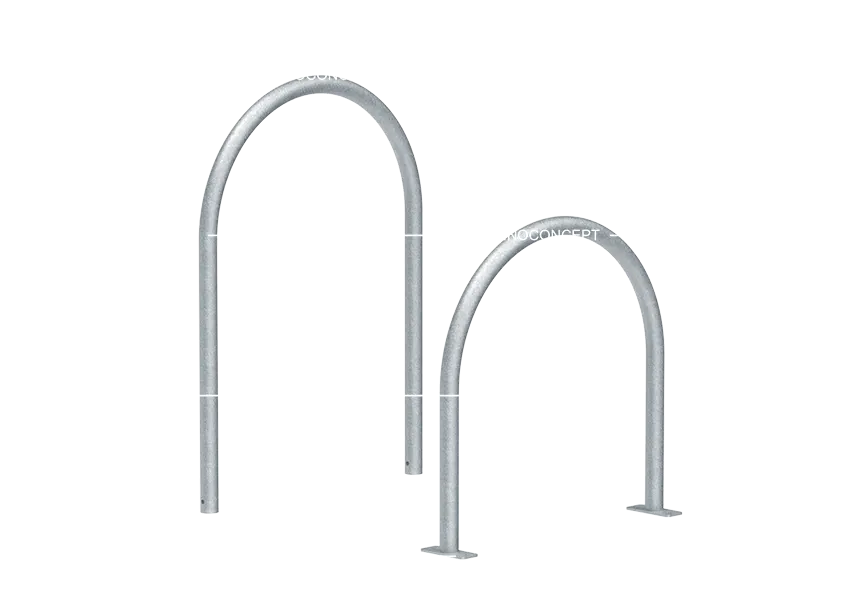 Harrogate cycle stand showing embedded and surface-mounted installation types for different ground conditions
