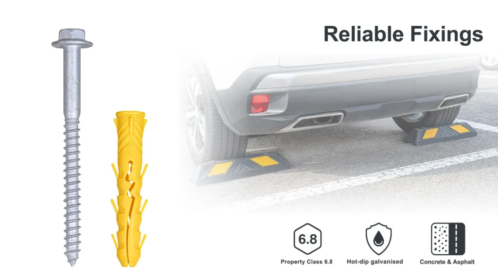 Rubber wheel stop performance testing under impact, weather and durability conditions