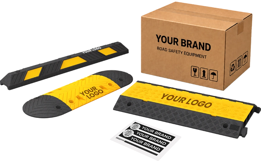 Custom speed hump with private label branding, logo printing and packaging for road safety equipment