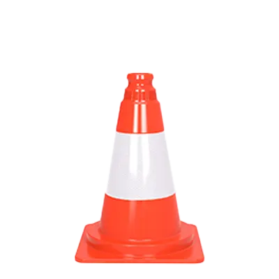 300 mm PVC traffic cone with bright orange colour and white reflective sleeves for high visibility.