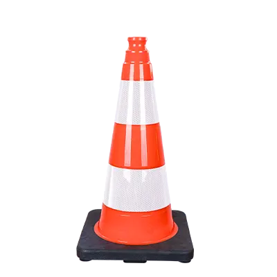 50 cm weighted PVC traffic cone with anti-slip base and reflective sleeves for enhanced stability and visibility