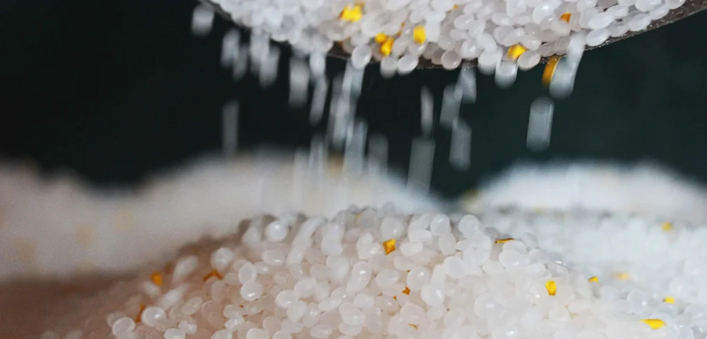 Plastic injection and blow moulding process using plastic granules to produce lightweight safety products