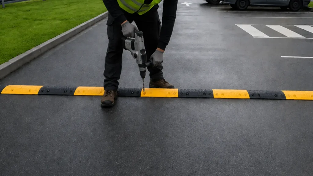 Marking every mounting point before installing a speed bump